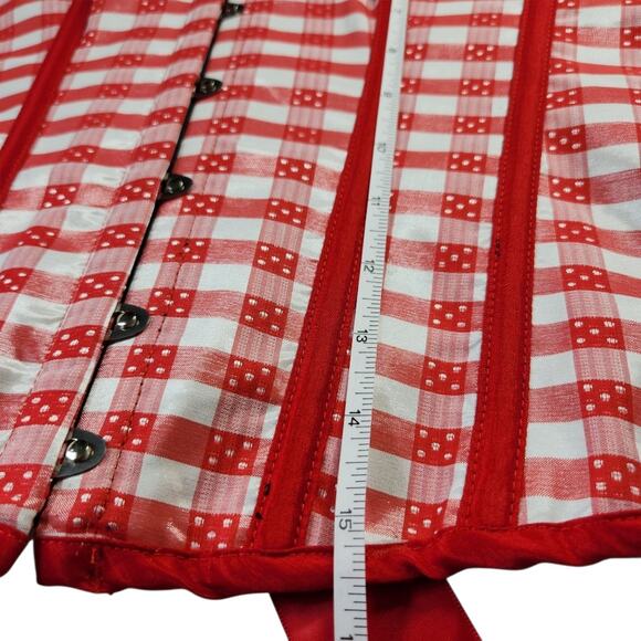 Living Dead Souls gingham halter corset top red & white size XL - Picture 11 of 11